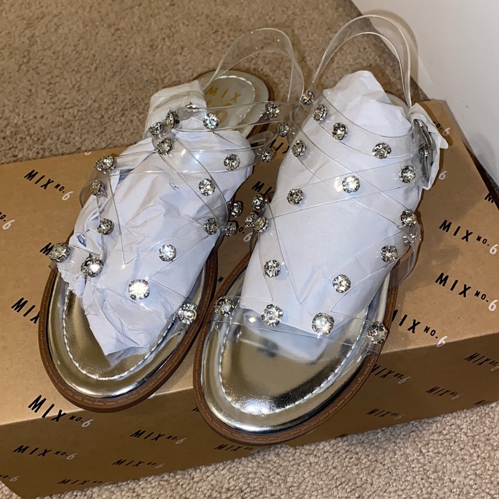 clear sandals with rhinestones